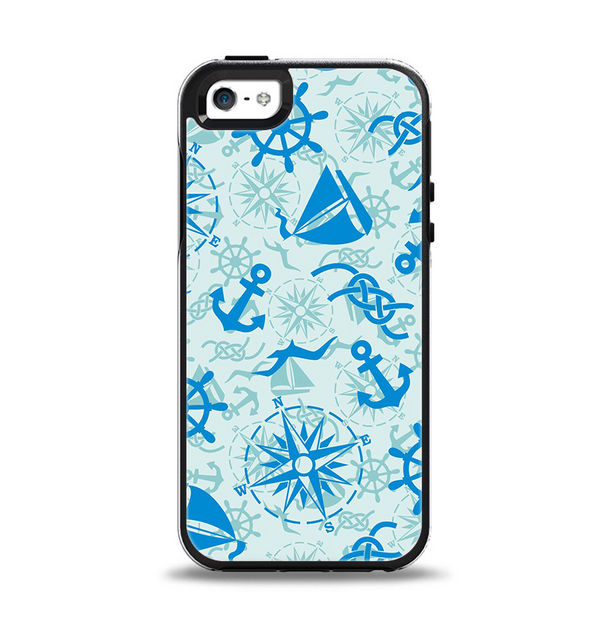 The Blue Nautical Collage V5 Apple iPhone 5-5s Otterbox Symmetry Case Skin Set