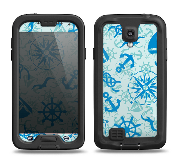 The Blue Nautical Collage V5 Samsung Galaxy S4 LifeProof Nuud Case Skin Set