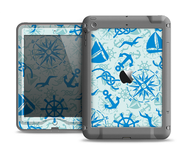 The Blue Nautical Collage V5 Apple iPad Mini LifeProof Nuud Case Skin Set