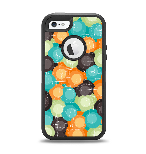 The Blue & Orange Abstract Polka Dots Apple iPhone 5-5s Otterbox Defender Case Skin Set