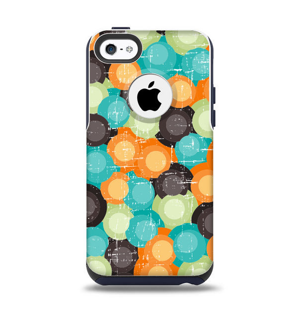 The Blue & Orange Abstract Polka Dots Apple iPhone 5c Otterbox Commuter Case Skin Set