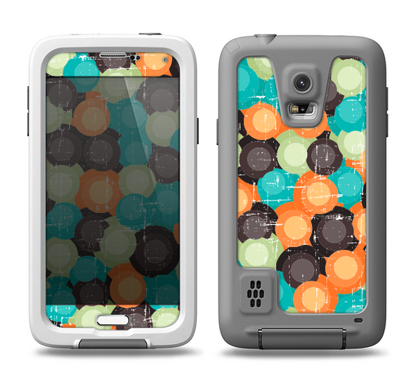 The Blue & Orange Abstract Polka Dots Samsung Galaxy S5 LifeProof Fre Case Skin Set