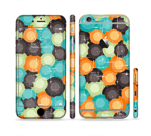 The Blue & Orange Abstract Polka Dots Sectioned Skin Series for the Apple iPhone 6