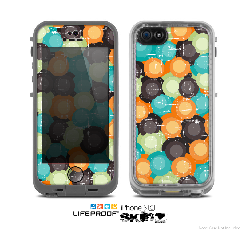The Blue & Orange Abstract Polka Dots Skin for the Apple iPhone 5c LifeProof Case