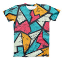 The Blue, Orange and Red Zig Zags ink-Fuzed Unisex All Over Full-Printed Fitted Tee Shirt