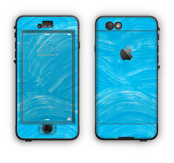 The Blue Painted Brush Texture Apple iPhone 6 LifeProof Nuud Case Skin Set
