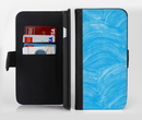 The Blue Painted Brush Texture Ink-Fuzed Leather Folding Wallet Credit-Card Case for the Apple iPhone 6/6s, 6/6s Plus, 5/5s and 5c