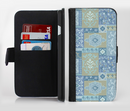 The Blue Patched Paisley Pattern Ink-Fuzed Leather Folding Wallet Credit-Card Case for the Apple iPhone 6/6s, 6/6s Plus, 5/5s and 5c