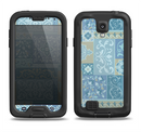 The Blue Patched Paisley Pattern Samsung Galaxy S4 LifeProof Fre Case Skin Set