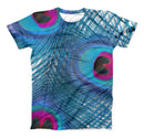 The Blue Peacock ink-Fuzed Unisex All Over Full-Printed Fitted Tee Shirt