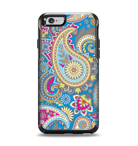 The Blue & Pink Layered Paisley Pattern V3 Apple iPhone 6 Otterbox Symmetry Case Skin Set