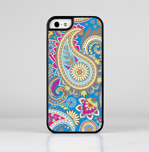 The Blue & Pink Layered Paisley Pattern V3 Skin-Sert Case for the Apple iPhone 5/5s