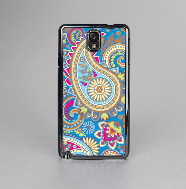 The Blue & Pink Layered Paisley Pattern V3 Skin-Sert Case for the Samsung Galaxy Note 3