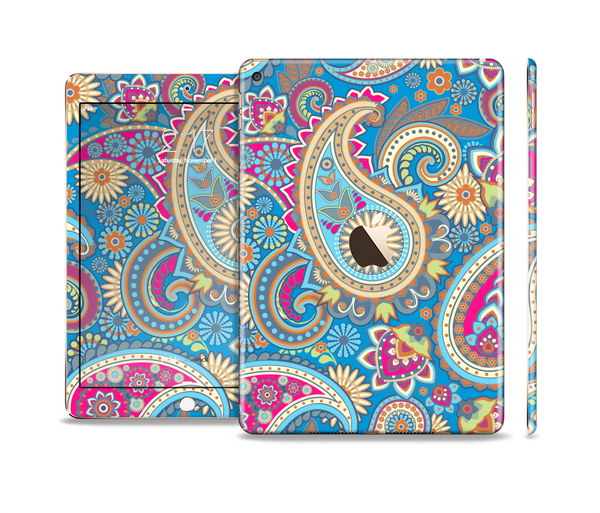 The Blue & Pink Layered Paisley Pattern V3 Skin Set for the Apple iPad Air 2