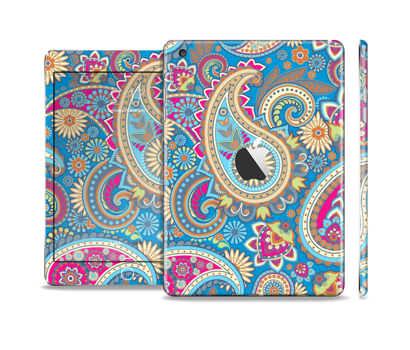 The Blue & Pink Layered Paisley Pattern V3 Full Body Skin Set for the Apple iPad Mini 2