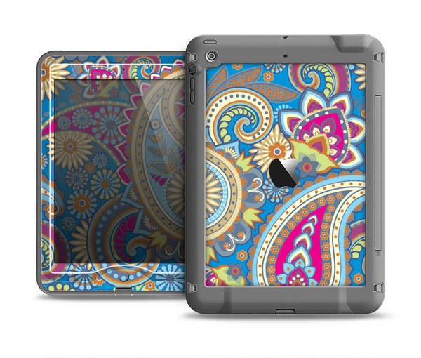 The Blue & Pink Layered Paisley Pattern V3 Apple iPad Mini LifeProof Nuud Case Skin Set