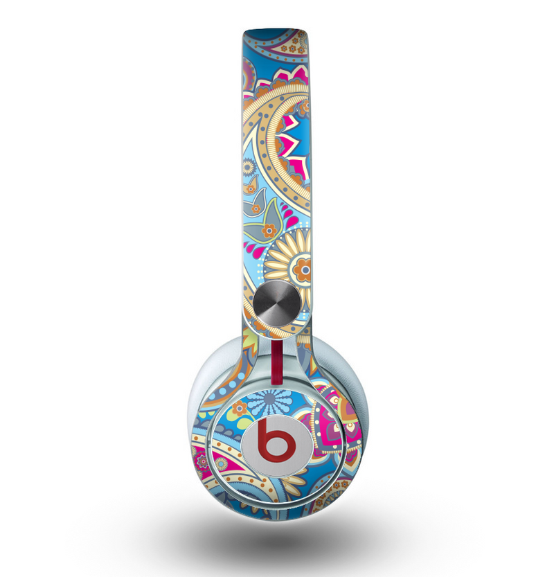 The Blue & Pink Layered Paisley Pattern V3 Skin for the Beats by Dre Mixr Headphones