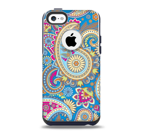 The Blue & Pink Layered Paisley Pattern V3 Skin for the iPhone 5c OtterBox Commuter Case
