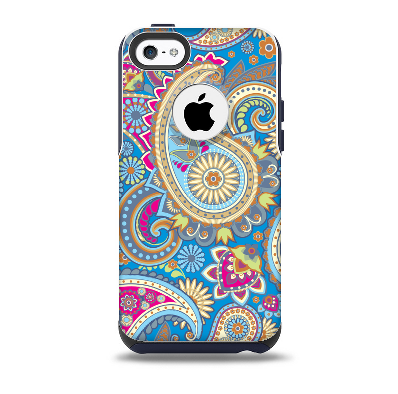 The Blue & Pink Layered Paisley Pattern V3 Skin for the iPhone 5c OtterBox Commuter Case