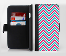 The Blue & Pink Sharp Chevron Pattern Ink-Fuzed Leather Folding Wallet Credit-Card Case for the Apple iPhone 6/6s, 6/6s Plus, 5/5s and 5c