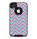 The Blue & Pink Sharp Chevron Pattern Skin for the iPhone 4-4s OtterBox Commuter Case