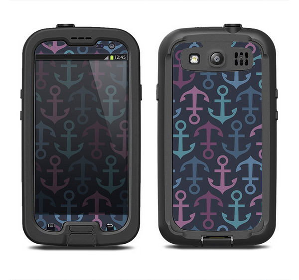 The Blue & Pink Vector Anchor Collage Samsung Galaxy S3 LifeProof Fre Case Skin Set