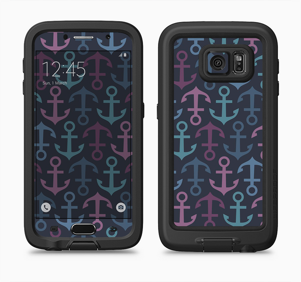 The Blue & Pink Vector Anchor Collage Full Body Samsung Galaxy S6 LifeProof Fre Case Skin Kit