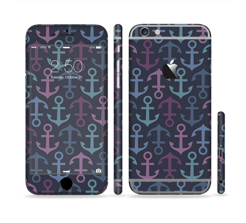 The Blue & Pink Vector Anchor Collage Sectioned Skin Series for the Apple iPhone 6 Plus