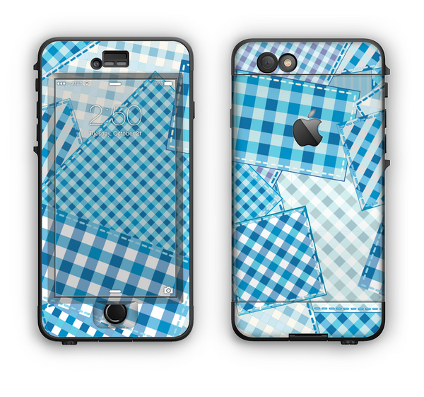 The Blue Plaid Patches Apple iPhone 6 LifeProof Nuud Case Skin Set