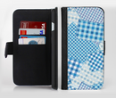 The Blue Plaid Patches Ink-Fuzed Leather Folding Wallet Credit-Card Case for the Apple iPhone 6/6s, 6/6s Plus, 5/5s and 5c