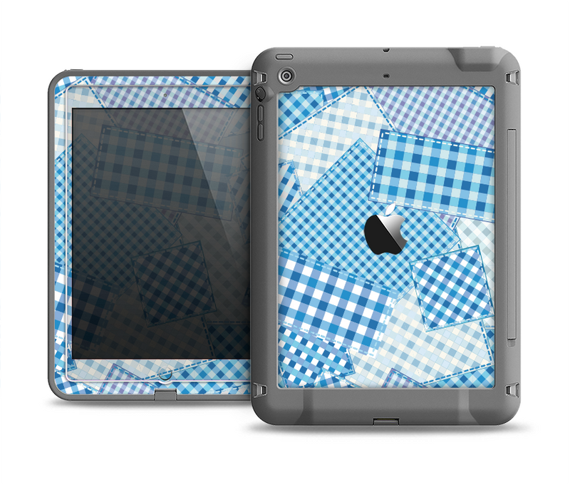 The Blue Plaid Patches Apple iPad Air LifeProof Fre Case Skin Set