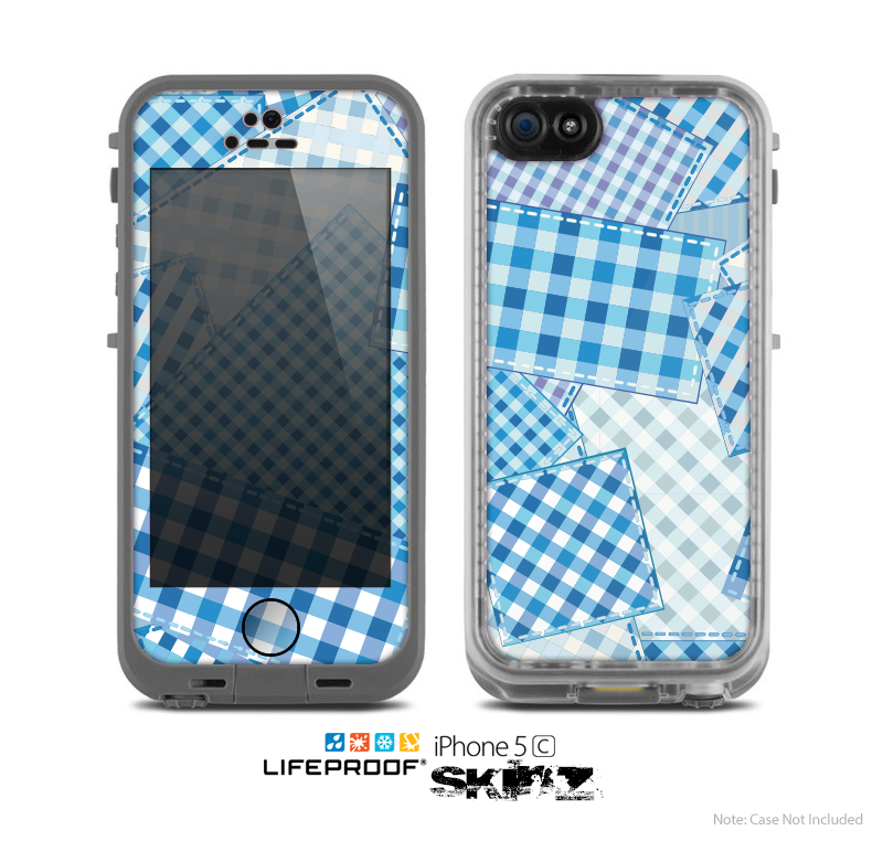 The Blue Plaid Patches Skin for the Apple iPhone 5c LifeProof Case