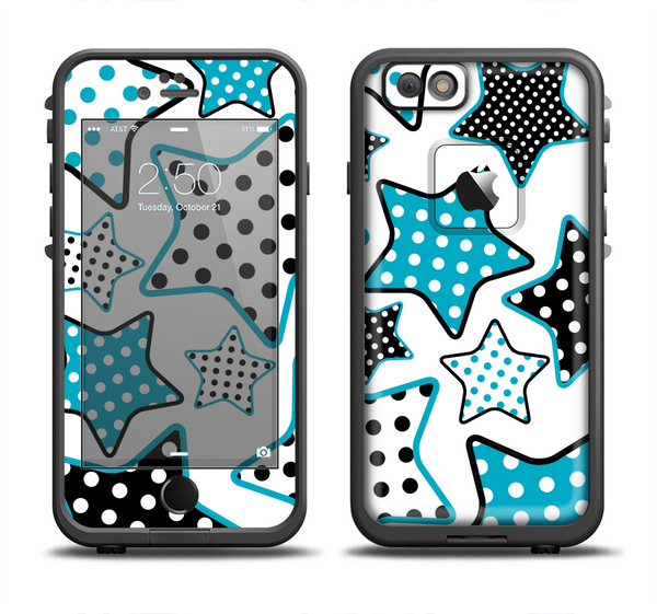 The Blue Polkadotted Vector Stars Apple iPhone 6 LifeProof Fre Case Skin Set