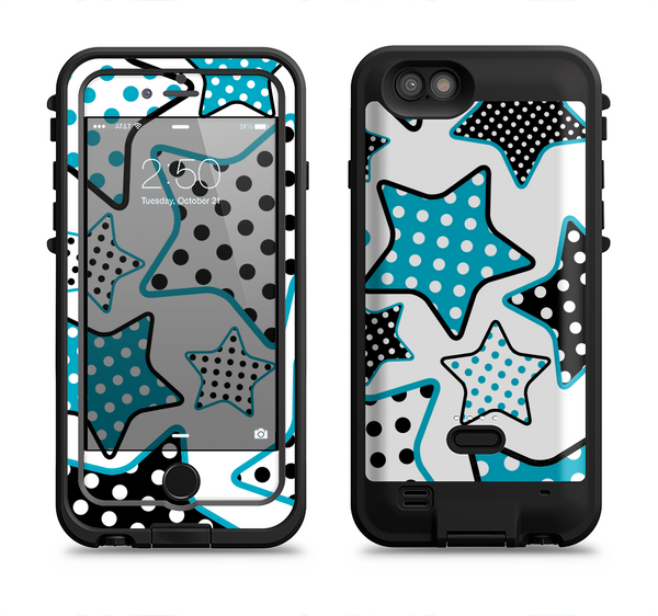 The Blue Polkadotted Vector Stars Apple iPhone 6/6s LifeProof Fre POWER Case Skin Set