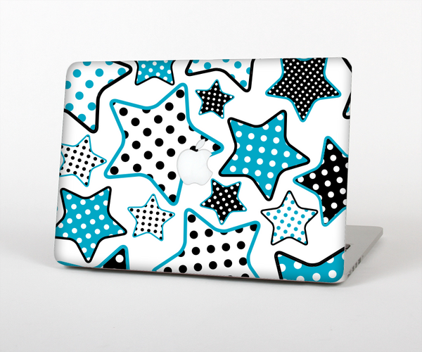 The Blue Polkadotted Vector Stars Skin Set for the Apple MacBook Air 11"