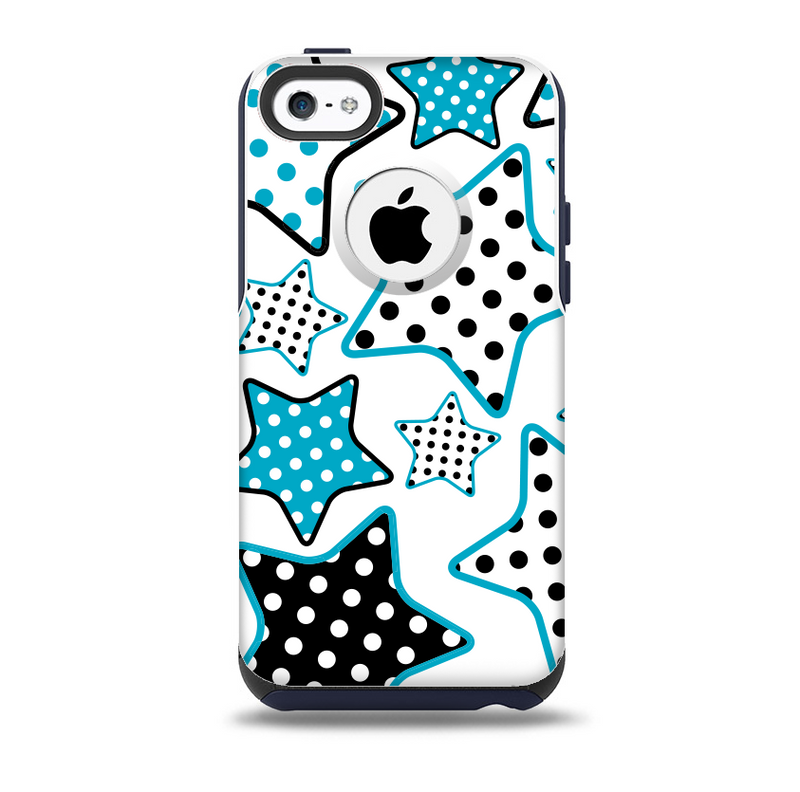 The Blue Polkadotted Vector Stars Skin for the iPhone 5c OtterBox Commuter Case