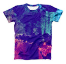 The Blue & Purple Grunge ink-Fuzed Unisex All Over Full-Printed Fitted Tee Shirt