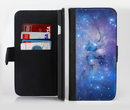 The Blue & Purple Mixed Universe Ink-Fuzed Leather Folding Wallet Credit-Card Case for the Apple iPhone 6/6s, 6/6s Plus, 5/5s and 5c