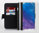 The Blue & Purple Pastel Ink-Fuzed Leather Folding Wallet Credit-Card Case for the Apple iPhone 6/6s, 6/6s Plus, 5/5s and 5c