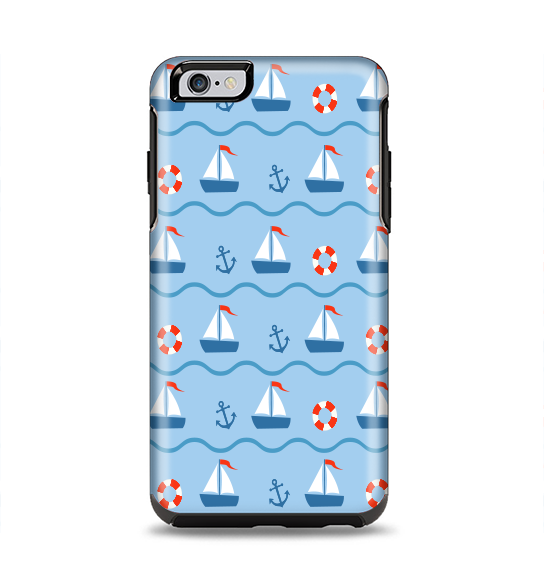 The Blue & Red Nautical Sailboat Pattern Apple iPhone 6 Plus Otterbox Symmetry Case Skin Set