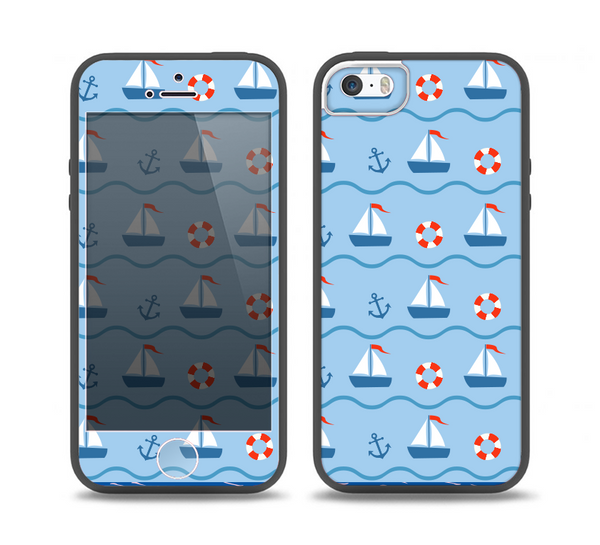 The Blue & Red Nautical Sailboat Pattern Skin Set for the iPhone 5-5s Skech Glow Case