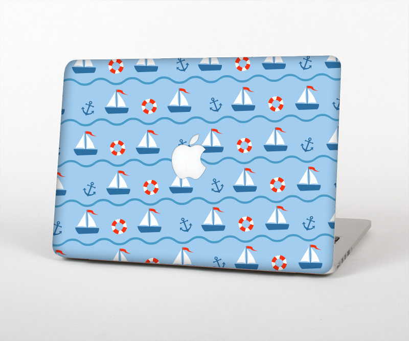 The Blue & Red Nautical Sailboat Pattern Skin Set for the Apple MacBook Air 11"
