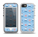 The Blue & Red Nautical Sailboat Pattern Skin for the iPhone 5-5s OtterBox Preserver WaterProof Case