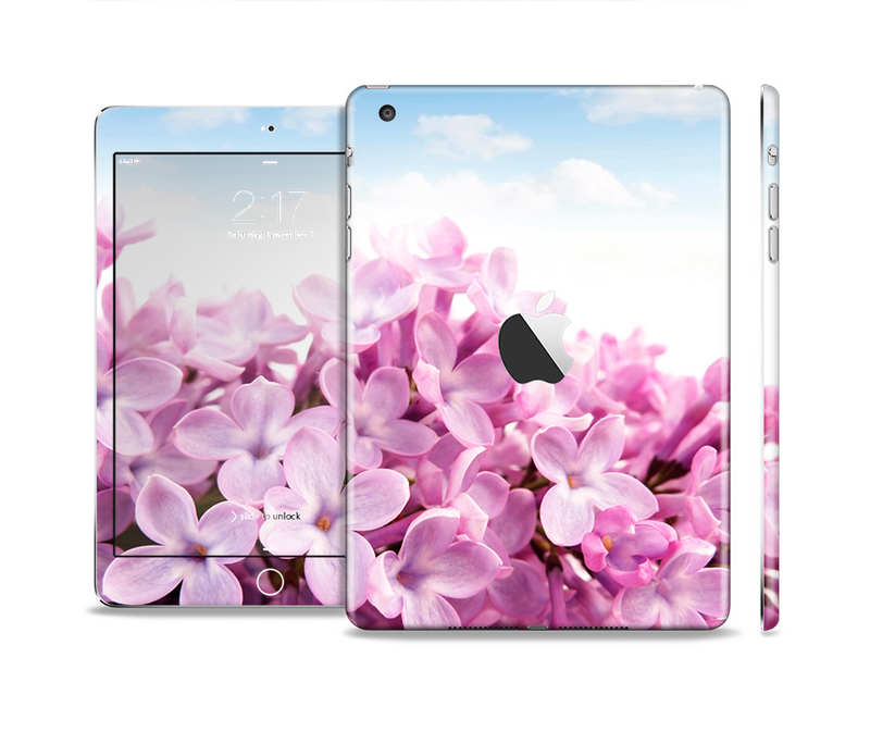 The Blue Sky Pink Flower Field Skin Set for the Apple iPad Mini 4