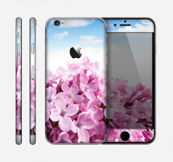 The Blue Sky Pink Flower Field Skin for the Apple iPhone 6