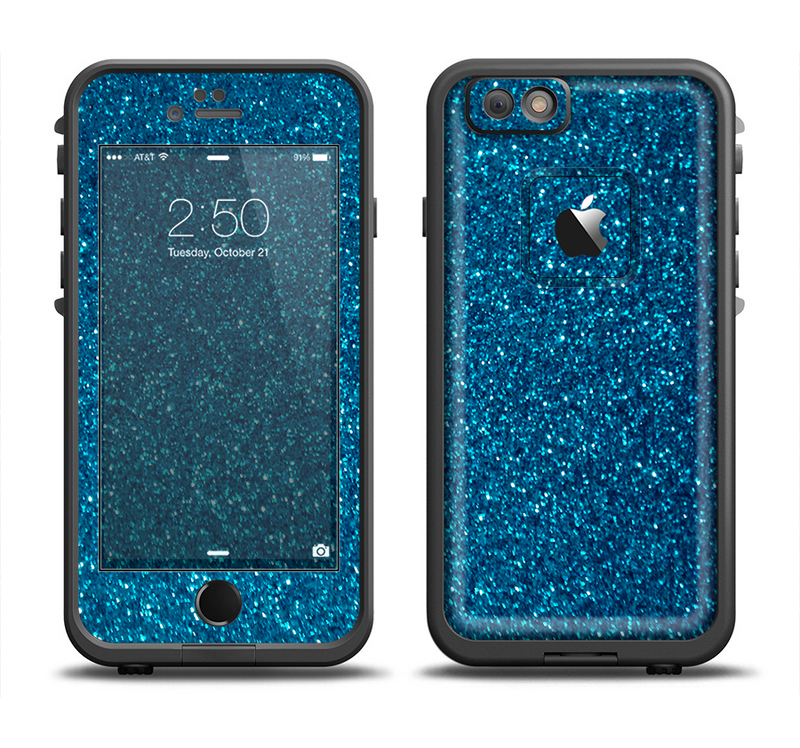 The Blue Sparkly Glitter Ultra Metallic Apple iPhone 6/6s Plus LifeProof Fre Case Skin Set