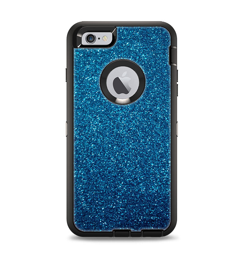 The Blue Sparkly Glitter Ultra Metallic Apple iPhone 6 Plus Otterbox Defender Case Skin Set