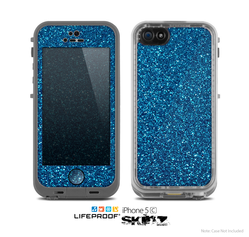 The Blue Sparkly Glitter Ultra Metallic Skin for the Apple iPhone 5c LifeProof Case
