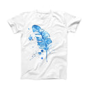 The Blue Splatter Watercolour Feather ink-Fuzed Front Spot Graphic Unisex Soft-Fitted Tee Shirt