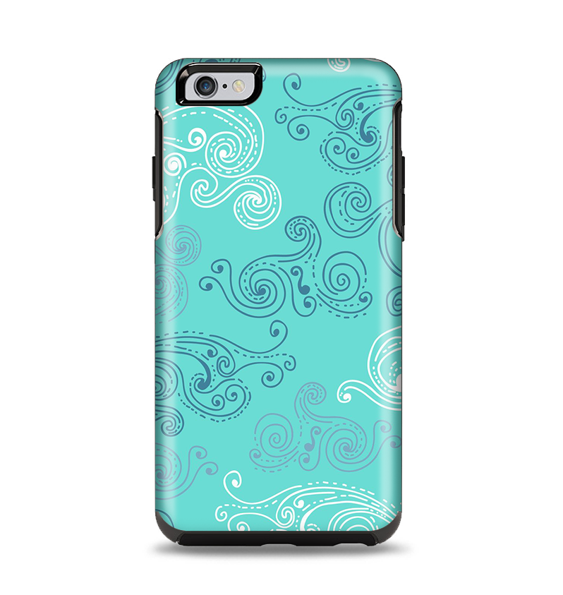 The Blue Swirled Abstract Design Apple iPhone 6 Plus Otterbox Symmetry Case Skin Set